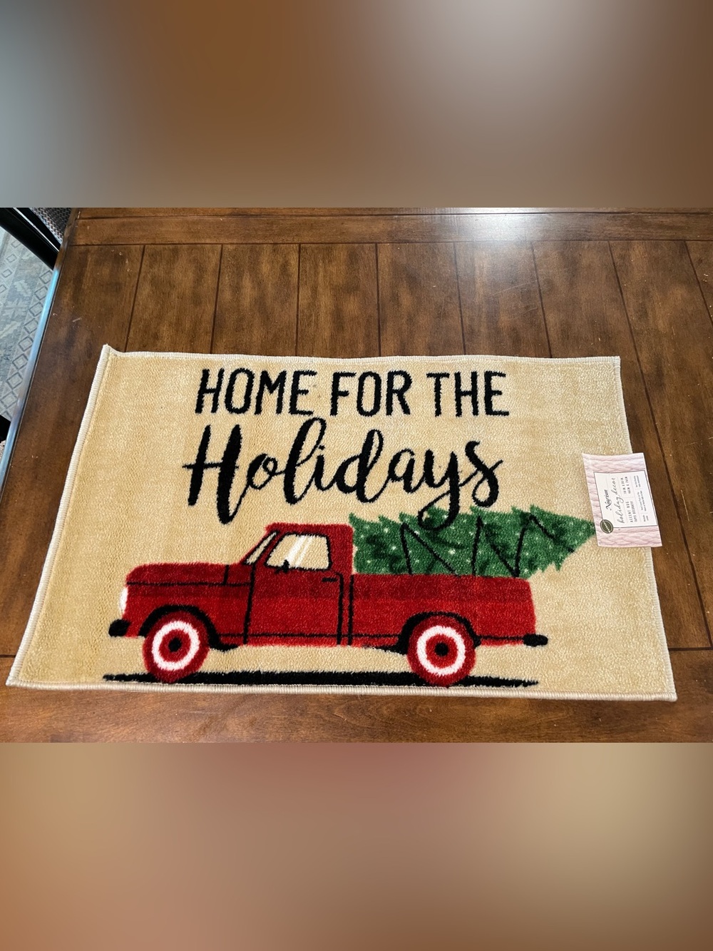 Home For The Holidays Red Truck Doormat